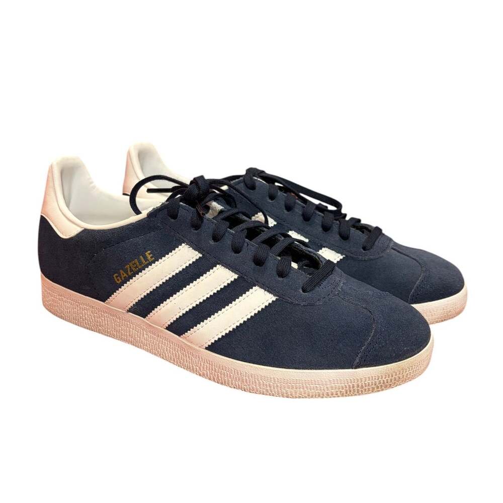 ADIDAS Men’s Sneakers SIZE 8 41 Collegiate Navy White Gold Suede Gazelle